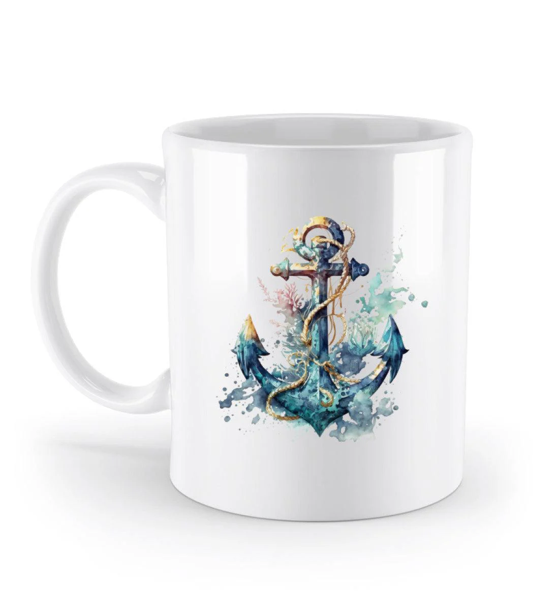 Anker Wasserfarben 1 · Keramik Tasse weiß