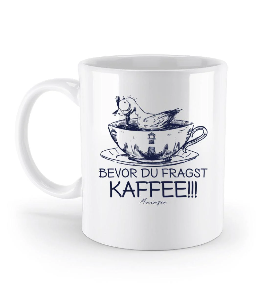 Bevor du fragst Kaffee! · Keramik Tasse weiß