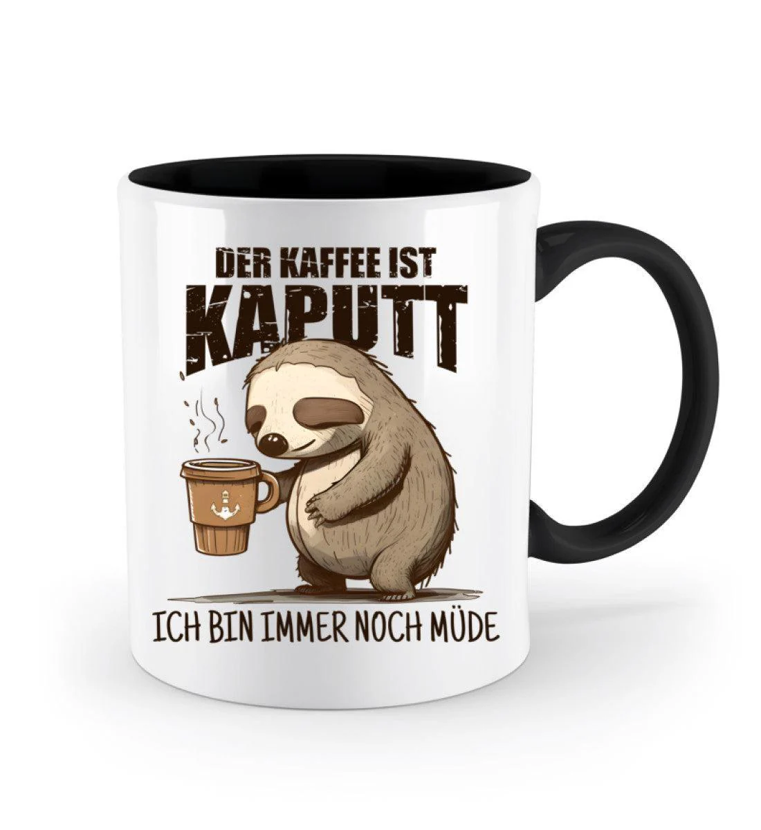 Der Kaffee ist kaputt, immer noch müde · Keramiktasse Zweifarbig