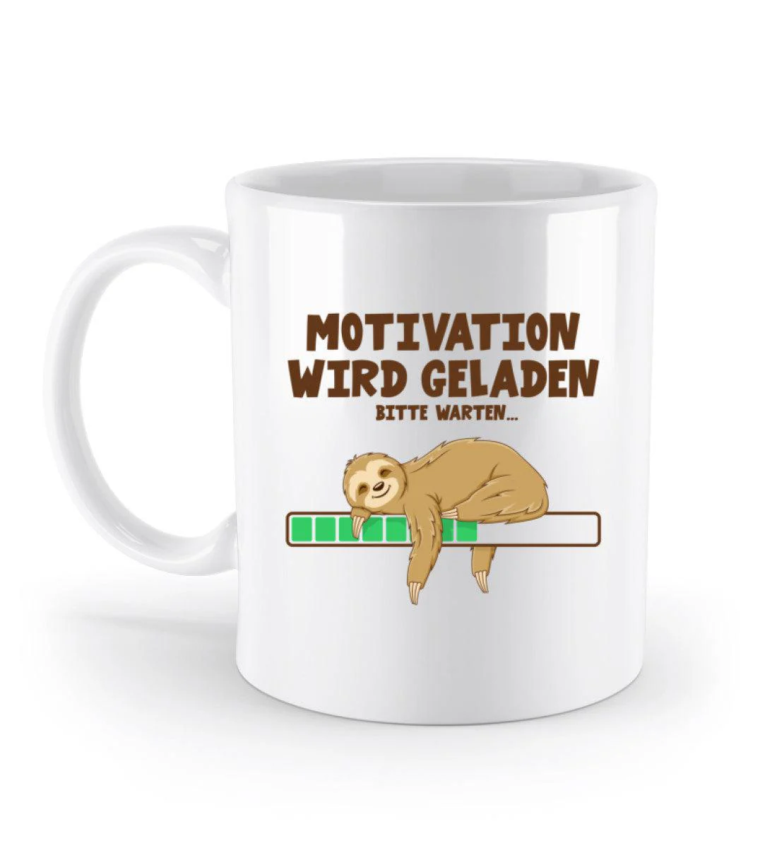 Faultier Motivation · Keramik Tasse weiß