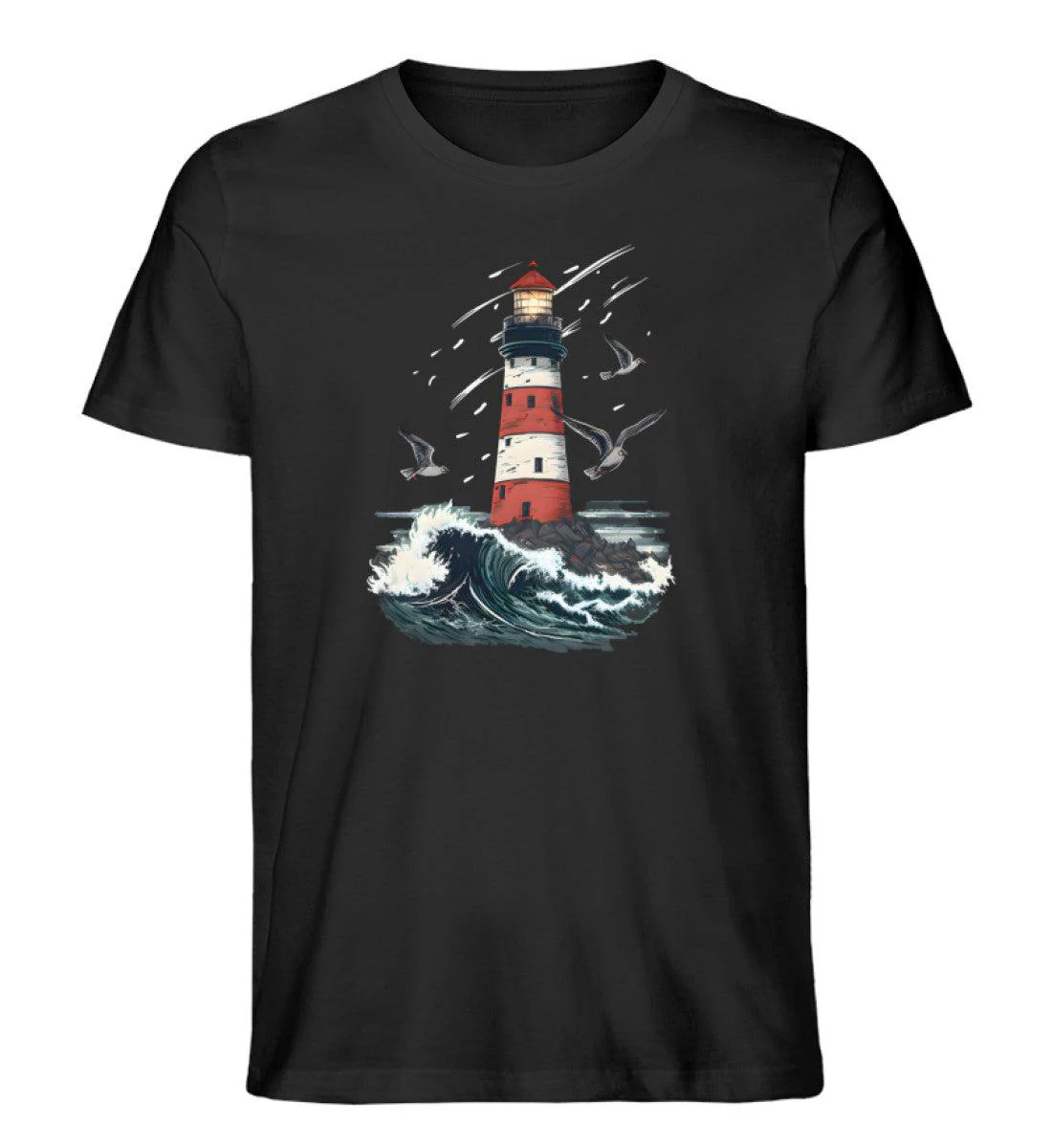 Leuchtturm Wellen · Herren Premium Bio T-Shirt