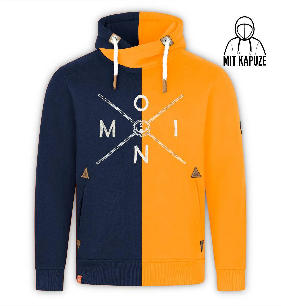 Moin X Blue/Yellow (Stick) · Unisex Bio Schalkragen Hoodie