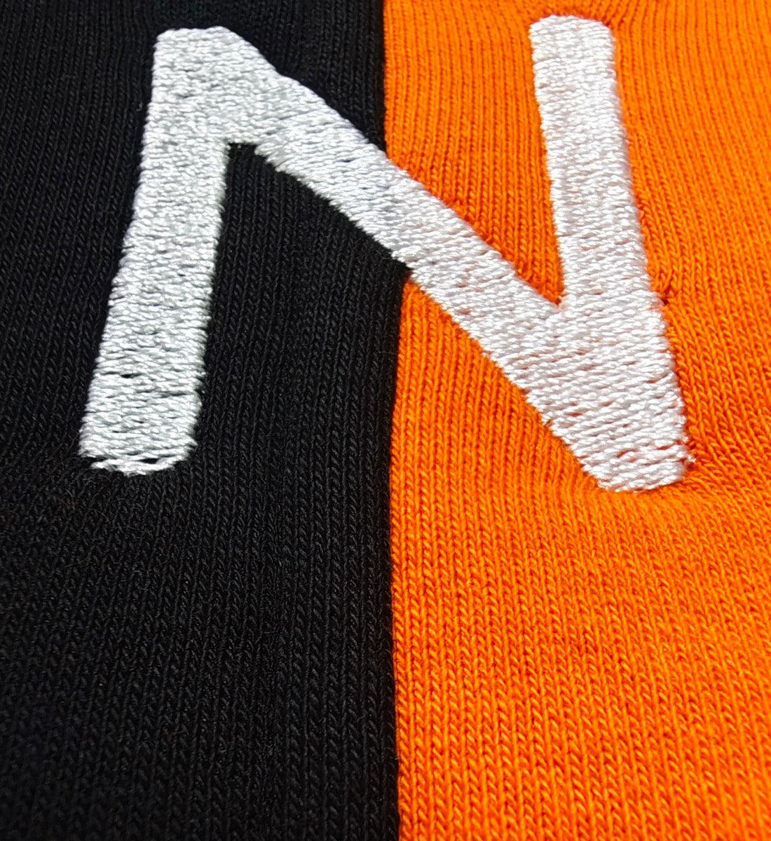 Moin X Schwarz/Orange (Stick) · Unisex Bio Schalkragen Hoodie - Image 2