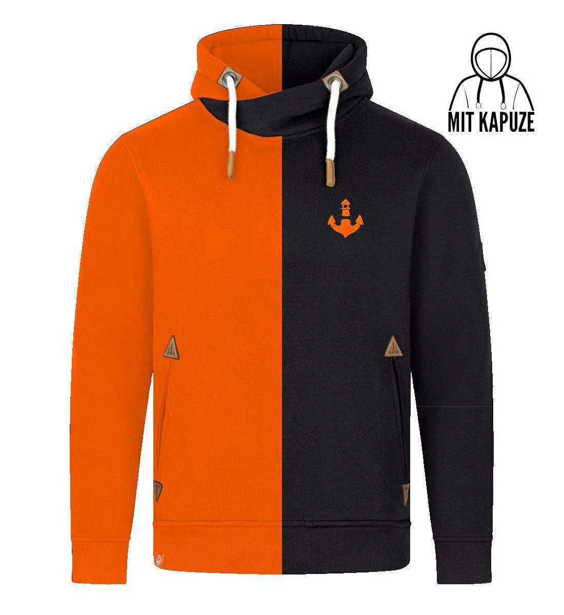 Mooinzen Logo Schwarz/Orange · Unisex Bio Schalkragen Hoodie