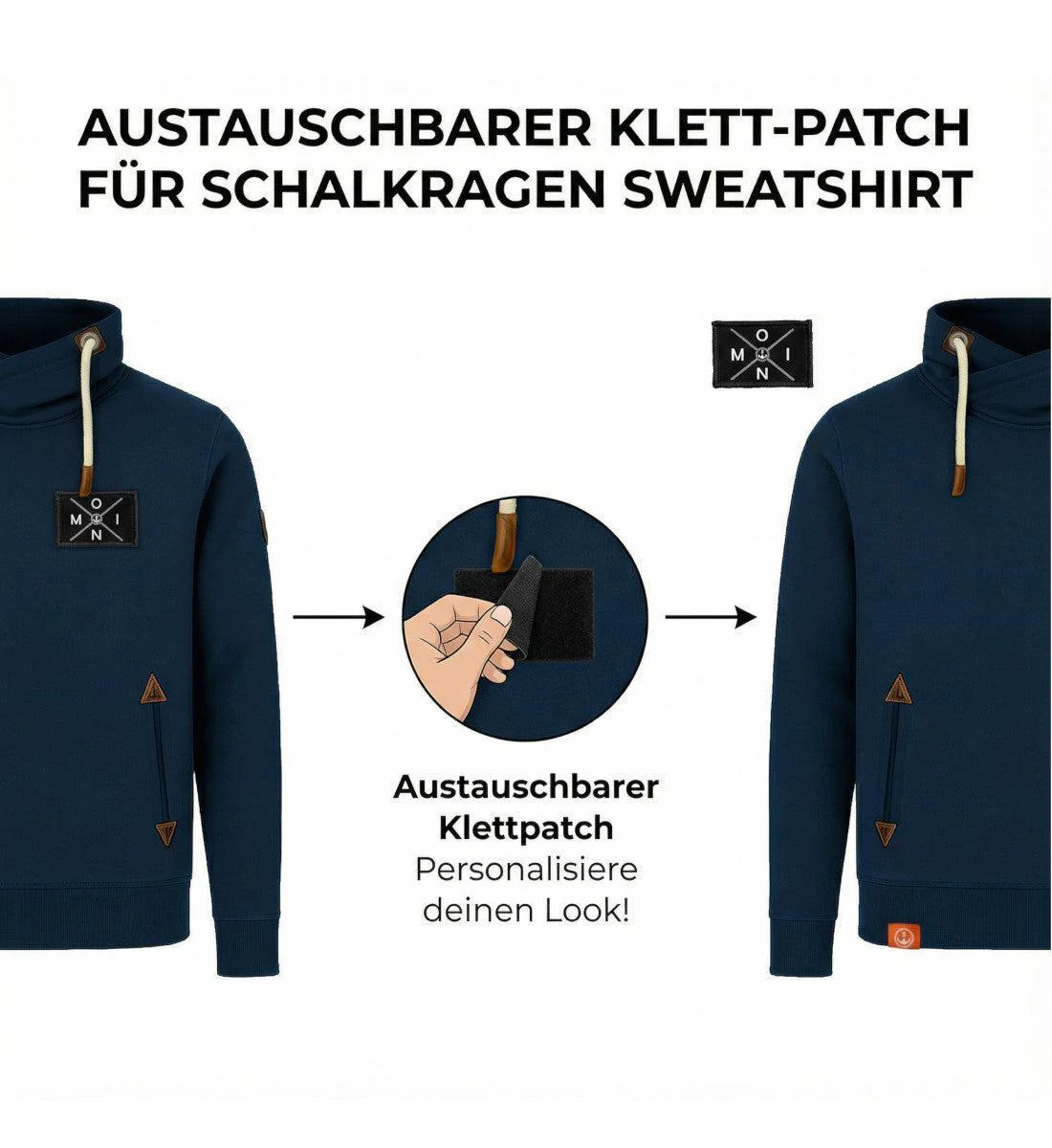 Patch · Unisex Bio Schalkragen Sweatshirt (ohne Kapuze) - Image 2
